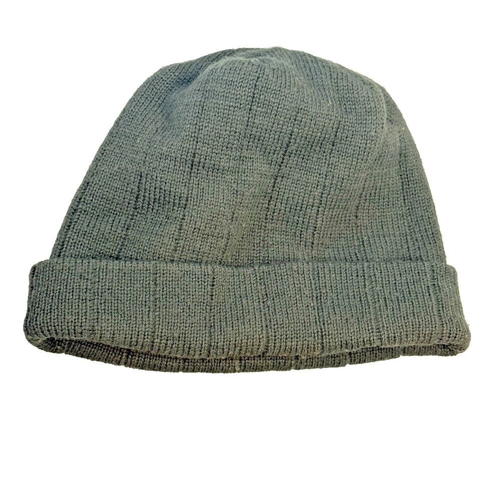 American Eagle AEO 100% Wool Knit Beanie Hat Dark Green Unisex OS USA Made EUC